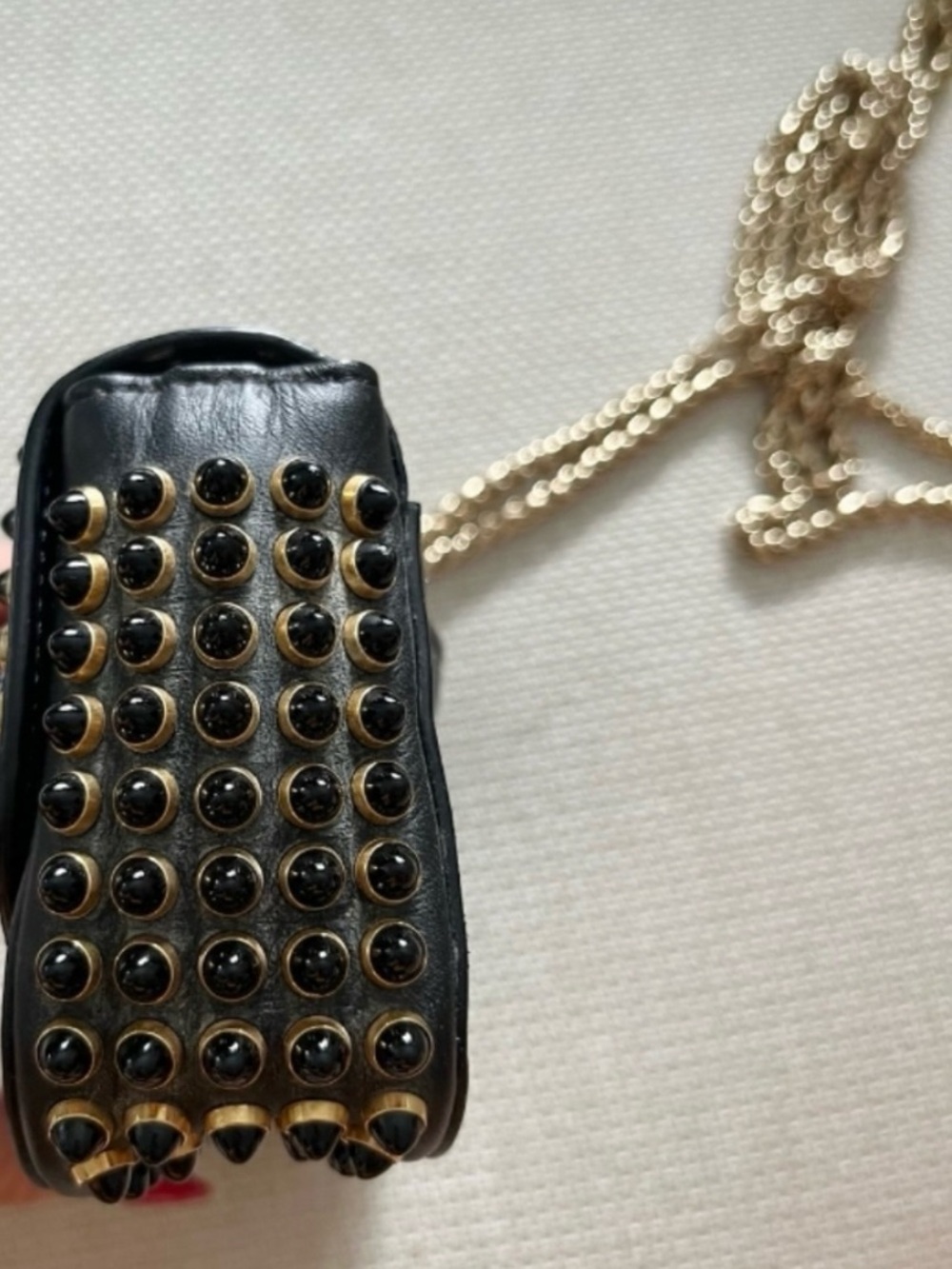 Authentic Christian Louboutin Black Studded Bow Crossbody Bag with Gold Accents - Picture 5 of 6